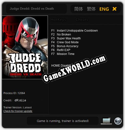 Judge Dredd: Dredd vs Death: ТРЕЙНЕР И ЧИТЫ (V1.0.55)