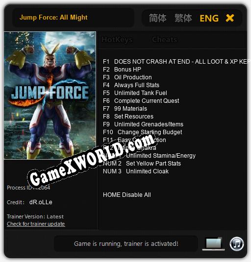 Трейнер для Jump Force: All Might [v1.0.1]