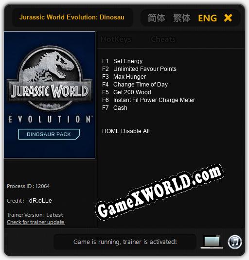 Jurassic World Evolution: Dinosaur Pack: ТРЕЙНЕР И ЧИТЫ (V1.0.78)