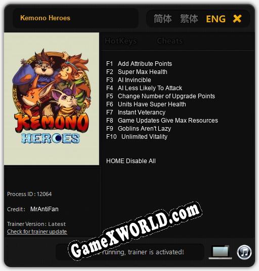 Kemono Heroes: Трейнер +10 [v1.2]