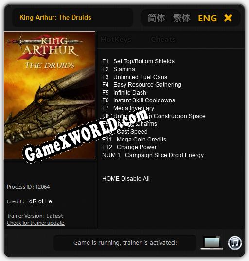 Трейнер для King Arthur: The Druids [v1.0.8]