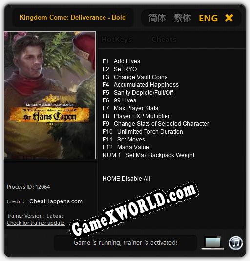 Kingdom Come: Deliverance - Bold Sir Hans Capon: Читы, Трейнер +13 [CheatHappens.com]