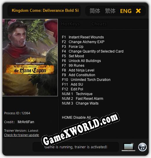 Kingdom Come: Deliverance Bold Sir Hans Capon: ТРЕЙНЕР И ЧИТЫ (V1.0.99)
