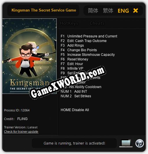 Kingsman The Secret Service Game: Трейнер +14 [v1.9]