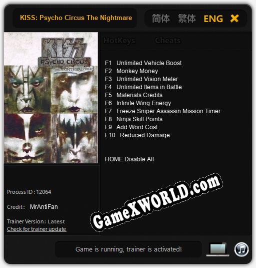 KISS: Psycho Circus The Nightmare Child: ТРЕЙНЕР И ЧИТЫ (V1.0.55)