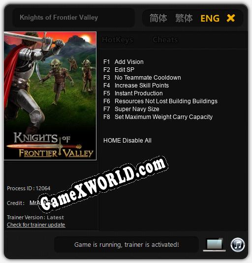 Knights of Frontier Valley: ТРЕЙНЕР И ЧИТЫ (V1.0.98)