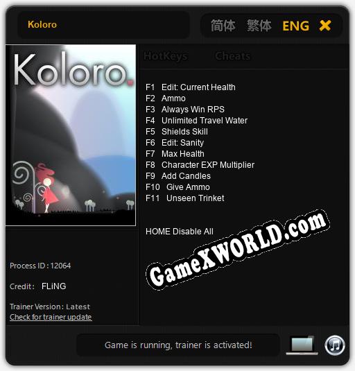 Трейнер для Koloro [v1.0.4]