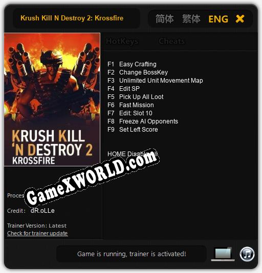 Krush Kill N Destroy 2: Krossfire: Читы, Трейнер +9 [dR.oLLe]