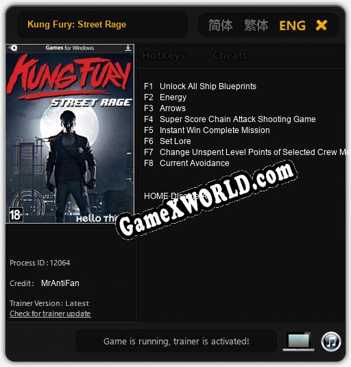 Kung Fury: Street Rage: Трейнер +8 [v1.2]