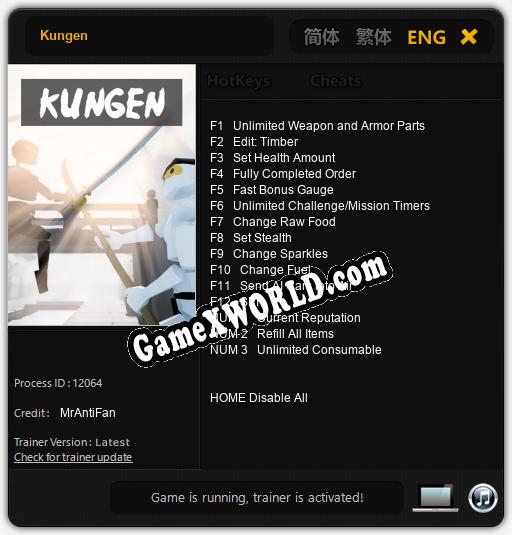 Трейнер для Kungen [v1.0.1]