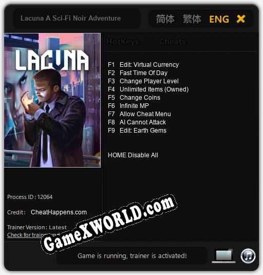 Трейнер для Lacuna A Sci-Fi Noir Adventure [v1.0.7]
