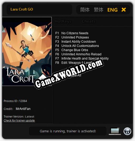 Lara Croft GO: Трейнер +8 [v1.4]