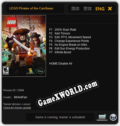 Трейнер для LEGO Pirates of the Carribean [v1.0.9]