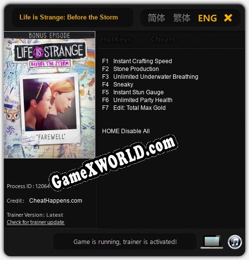 Life is Strange: Before the Storm - Farewell: Трейнер +7 [v1.2]