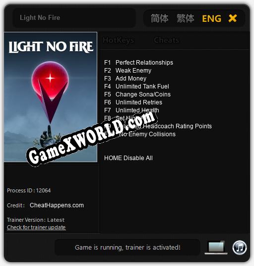 Трейнер для Light No Fire [v1.0.7]