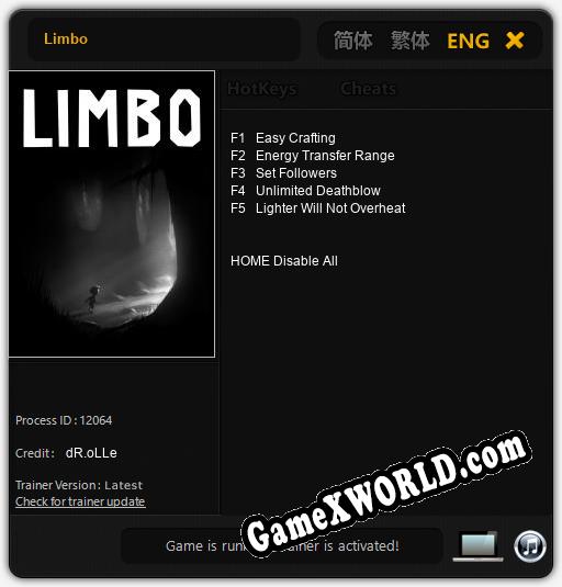 Limbo: Трейнер +5 [v1.9]
