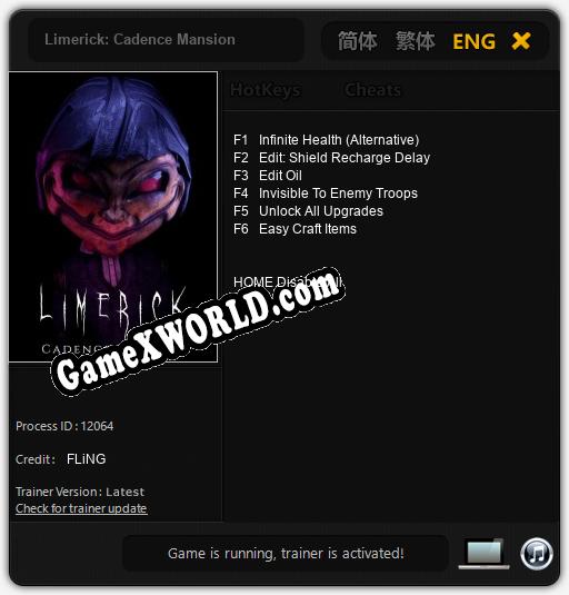 Limerick: Cadence Mansion: Читы, Трейнер +6 [FLiNG]