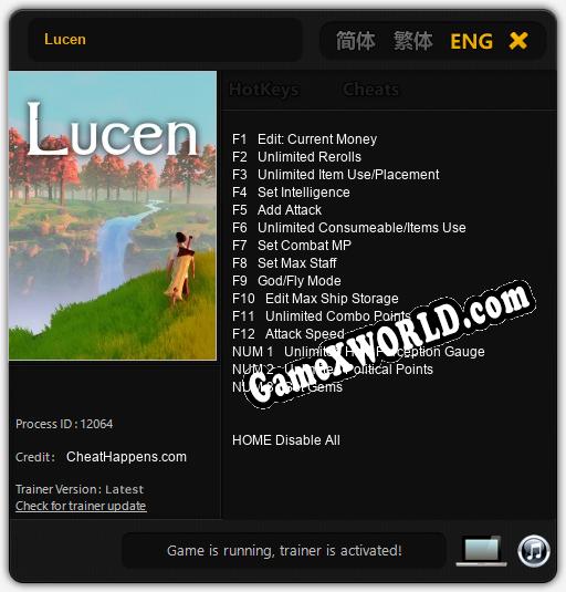 Lucen: Трейнер +15 [v1.2]