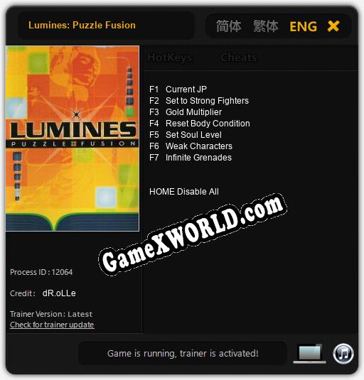 Lumines: Puzzle Fusion: Трейнер +7 [v1.5]