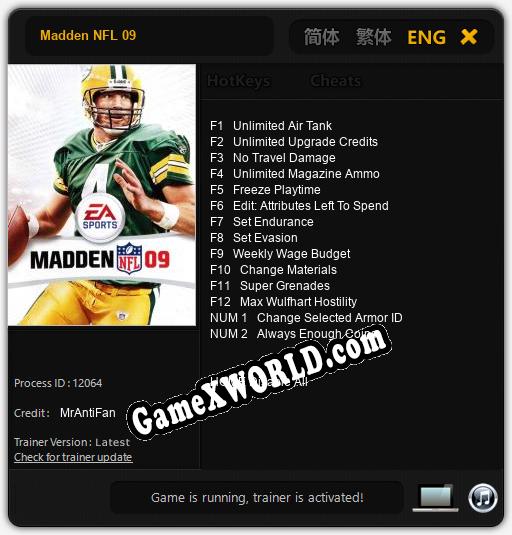 Madden NFL 09: Читы, Трейнер +14 [MrAntiFan]
