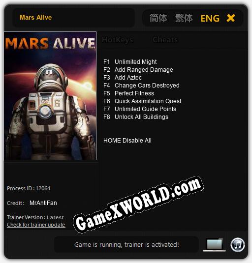 Mars Alive: Трейнер +8 [v1.2]