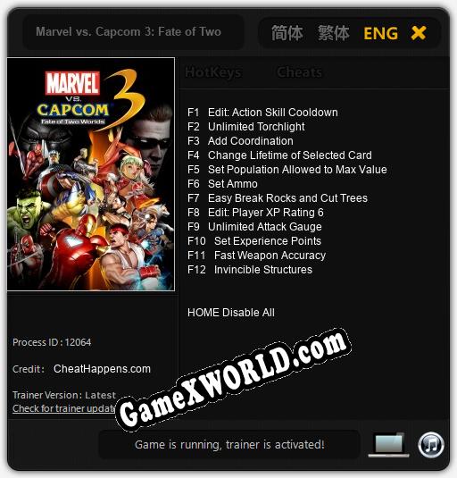 Marvel vs. Capcom 3: Fate of Two Worlds: Трейнер +12 [v1.6]