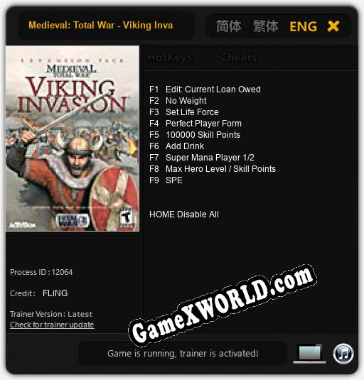 Medieval: Total War - Viking Invasion: ТРЕЙНЕР И ЧИТЫ (V1.0.99)