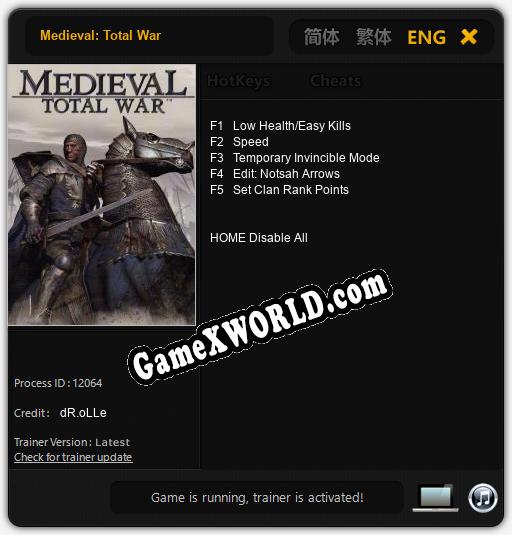 Medieval: Total War: ТРЕЙНЕР И ЧИТЫ (V1.0.36)