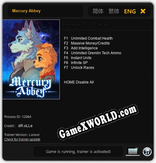Mercury Abbey: ТРЕЙНЕР И ЧИТЫ (V1.0.39)