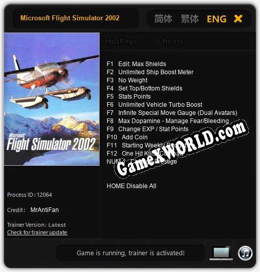 Microsoft Flight Simulator 2002: Трейнер +13 [v1.6]