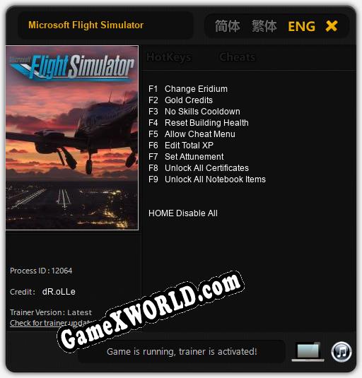 Microsoft Flight Simulator: Трейнер +9 [v1.4]