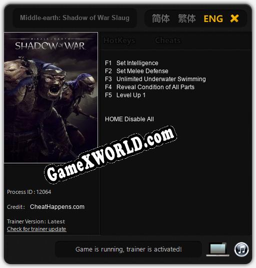 Трейнер для Middle-earth: Shadow of War Slaughter Tribe Nemesis [v1.0.6]