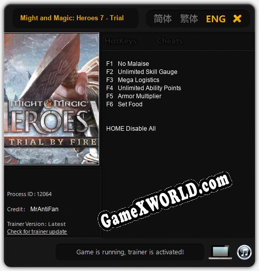 Трейнер для Might and Magic: Heroes 7 - Trial by Fire [v1.0.7]