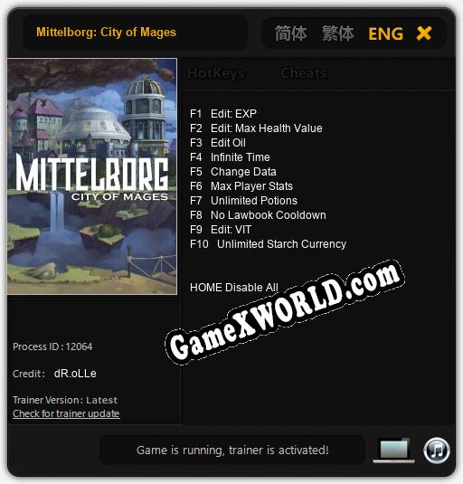 Трейнер для Mittelborg: City of Mages [v1.0.6]