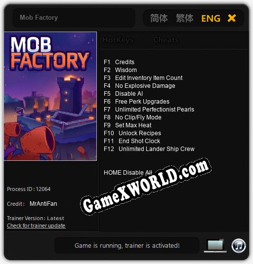 Трейнер для Mob Factory [v1.0.7]