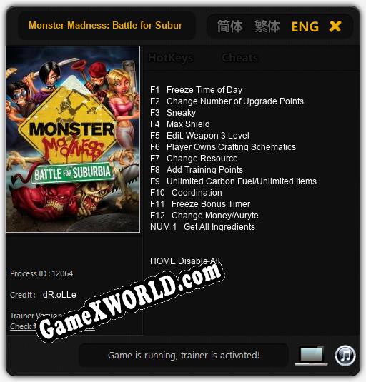 Monster Madness: Battle for Suburbia: Трейнер +13 [v1.2]