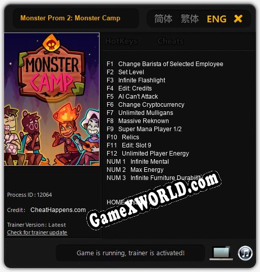 Трейнер для Monster Prom 2: Monster Camp [v1.0.7]