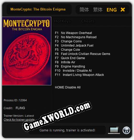 MonteCrypto: The Bitcoin Enigma: Читы, Трейнер +11 [FLiNG]