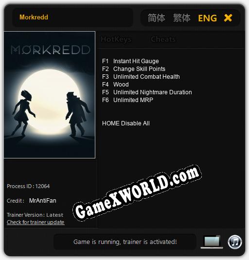 Трейнер для Morkredd [v1.0.6]