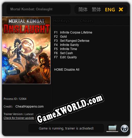 Mortal Kombat: Onslaught: Трейнер +7 [v1.3]