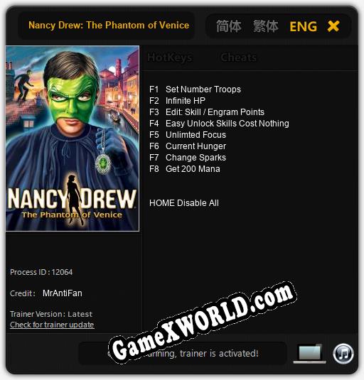 Nancy Drew: The Phantom of Venice: Читы, Трейнер +8 [MrAntiFan]