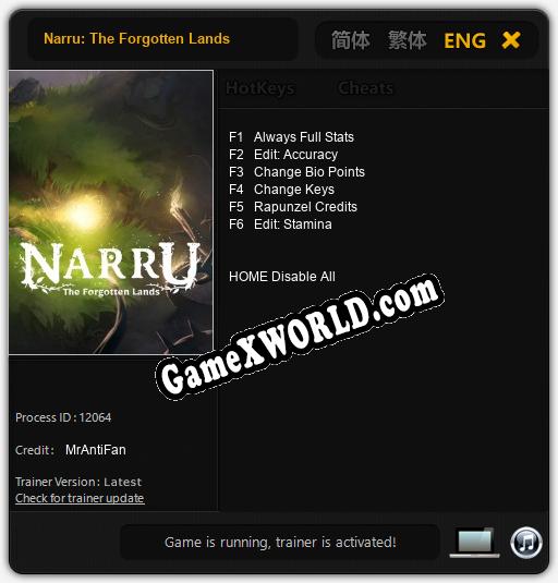 Трейнер для Narru: The Forgotten Lands [v1.0.1]
