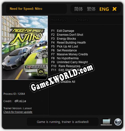 Трейнер для Need for Speed: Nitro [v1.0.4]