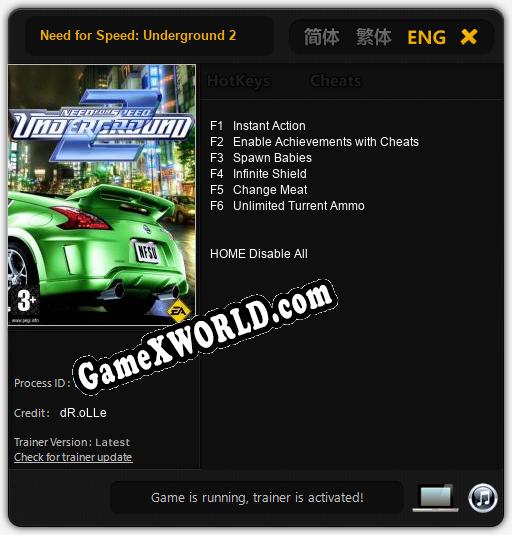 Трейнер для Need for Speed: Underground 2 [v1.0.2]