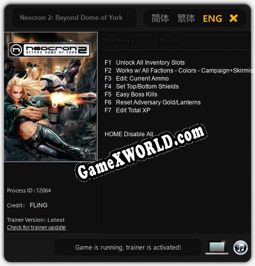 Neocron 2: Beyond Dome of York: Трейнер +7 [v1.5]
