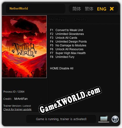 NetherWorld: Трейнер +8 [v1.5]