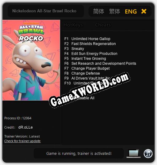 Nickelodeon All-Star Brawl Rocko: Трейнер +10 [v1.8]