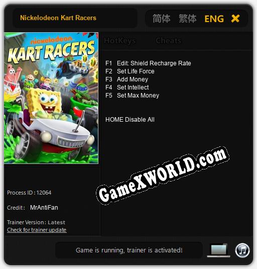 Трейнер для Nickelodeon Kart Racers [v1.0.4]