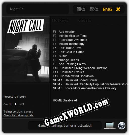 Трейнер для Night Call [v1.0.2]