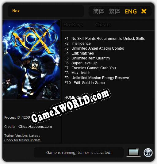 Nox: Трейнер +10 [v1.3]